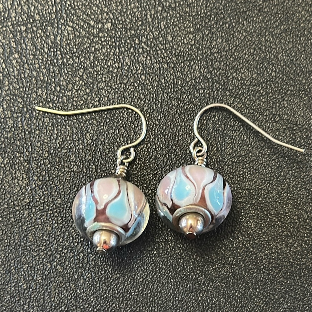 Glass Wire Back Vintage Dangle Earrings